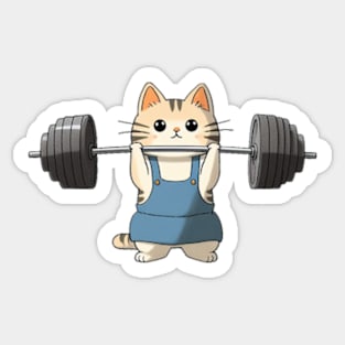 gym cat weightlifting Sticker